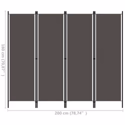 vidaXL 4-Panel Room Divider Anthracite 200x180 cm Partition Screen Separator - Additional view 4