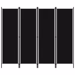 vidaXL 4-Panel Room Divider Black 200x180 cm Wall Partition Screen Separator