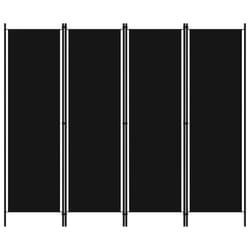 vidaXL 4-Panel Room Divider Black 200x180 cm Wall Partition Screen Separator