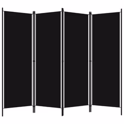 vidaXL 4-Panel Room Divider Black 200x180 cm Wall Partition Screen Separator
