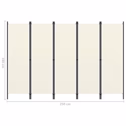 vidaXL 5-Panel Room Divider Wall Partition Screen Separator White 250x180 cm - Additional view 5