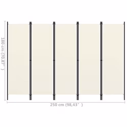 vidaXL 5-Panel Room Divider Wall Partition Screen Separator White 250x180 cm - Additional view 8