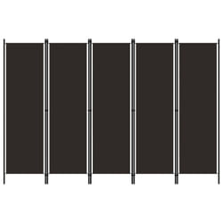 vidaXL 5-Panel Room Divider Brown 250x180 cm Wall Partition Screen Separator