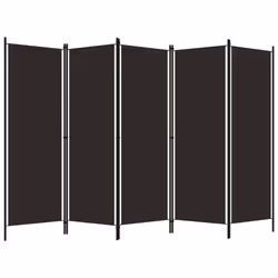 vidaXL 5-Panel Room Divider Brown 250x180 cm Wall Partition Screen Separator
