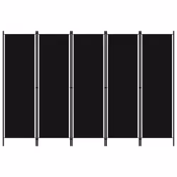 vidaXL 5-Panel Room Divider Black 250x180 cm Wall Partition Screen Separator