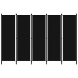 vidaXL 5-Panel Room Divider Black 250x180 cm Wall Partition Screen Separator