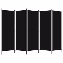vidaXL 5-Panel Room Divider Black 250x180 cm Wall Partition Screen Separator
