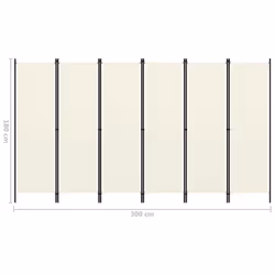 vidaXL 6-Panel Room Divider Wall Partition Screen Room Separator White 300cm - Additional view 5