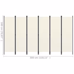 vidaXL 6-Panel Room Divider Wall Partition Screen Room Separator White 300cm - Additional view 8