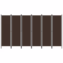 vidaXL 6-Panel Room Divider Brown 300x180 cm Wall Partition Screen Separator