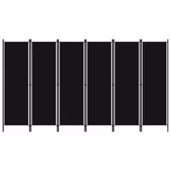 vidaXL 6-Panel Room Divider Black 300x180 cm Wall Partition Screen Separator