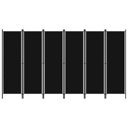 vidaXL 6-Panel Room Divider Black 300x180 cm Wall Partition Screen Separator