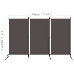 vidaXL 3-Panel Room Divider Anthracite 260x180 cm Partition Screen Separator