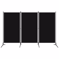 vidaXL 3-Panel Room Divider Black 260x180 cm Wall Partition Screen Separator