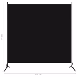 vidaXL 1-Panel Room Divider Black 175x180 cm Wall Partition Screen Separator - Additional view 5