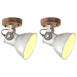 vidaXL 2x Industrial Wall/Ceiling Lamps Silver E27 Bedside Light Living Room