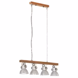 vidaXL Mango Wood Industrial Ceiling Lamp Silver E27 Home Decor Pendant Light