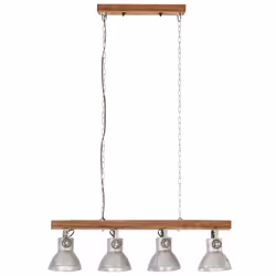 vidaXL Mango Wood Industrial Ceiling Lamp Silver E27 Home Decor Pendant Light