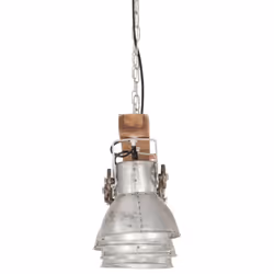 vidaXL Mango Wood Industrial Ceiling Lamp Silver E27 Home Decor Pendant Light - Additional view 4