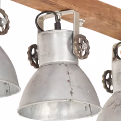 vidaXL Mango Wood Industrial Ceiling Lamp Silver E27 Home Decor Pendant Light - Additional view 5