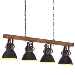 vidaXL Mango Wood Industrial Ceiling Lamp Black E27 Home Decor Pendant Light