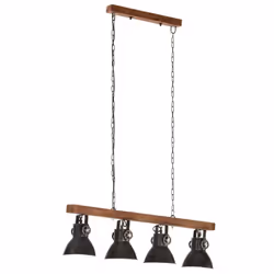vidaXL Mango Wood Industrial Ceiling Lamp Black E27 Home Decor Pendant Light
