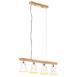 vidaXL Mango Wood Industrial Ceiling Lamp White E27 Home Decor Pendant Light