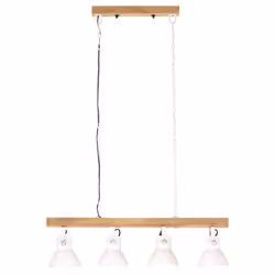 vidaXL Mango Wood Industrial Ceiling Lamp White E27 Home Decor Pendant Light