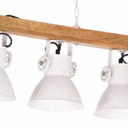 vidaXL Mango Wood Industrial Ceiling Lamp White E27 Home Decor Pendant Light - Additional view 5