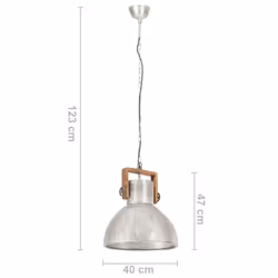vidaXL Industrial Hanging Lamp 25 W Silver Round 40 cm E27 Ceiling Light Home - Additional view 10