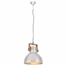 vidaXL Industrial Hanging Lamp 25 W Silver Round 40 cm E27 Ceiling Light Home - Additional view 4