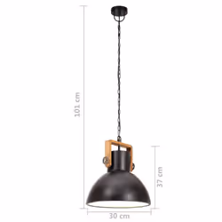 vidaXL Industrial Hanging Lamp 25 W Round E27 Light Multi Colours Multi Sizes - black, 30 cm - Additional view 10