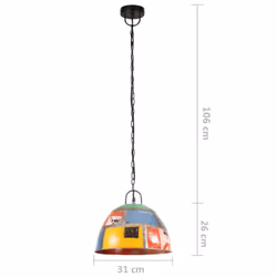 vidaXL Industrial Vintage Hanging Lamp 25 W Round E27 41cm/31cm Multi Colours - multicolour, 31 cm
