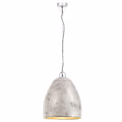 vidaXL Industrial Hanging Lamp 25 W Silver Round 42 cm E27 Ceiling Light Home