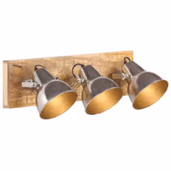 vidaXL 1/3x Mango Wood Industrial Wall Lamp Wall Mounted Light Silver/Brass - brass