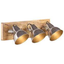 vidaXL 1/3x Mango Wood Industrial Wall Lamp Wall Mounted Light Silver/Brass - brass