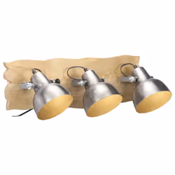 vidaXL 1/3x Mango Wood Industrial Wall Lamp Wall Mounted Light Silver/Brass - silver