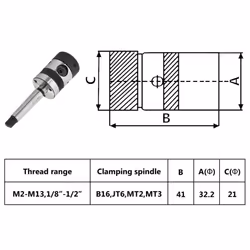 vidaXL Tapping Chuck B16 with MT2 Shank for Internal Thread M2-M13 Hardware - Additional view 8