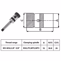 vidaXL Tapping Chuck B18 with MT3 Shank for Internal Thread M3-M16 Hardware - Additional view 8