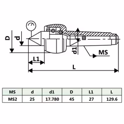vidaXL Revolving Live Center MT2 Rotary Machine Tool Holding Morse Taper Steel - Additional view 5