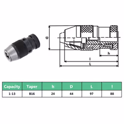 vidaXL Quick Release Drill Chuck MT2-B16 with 13 mm Clamping Range Hardware - Additional view 5