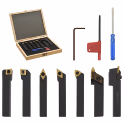 vidaXL Indexable Turning Tool Set 12 Pieces 12x12 mm 80 mm Steel Thread Insert