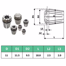 vidaXL 13x ER11 Collets Turning Tool Set Milling Machine Tool Workpiece Holder - Additional view 7