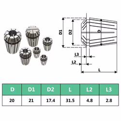 vidaXL 13x ER20 Collets Turning Tool Set Milling Machine Tool Workpiece Holder - Additional view 7