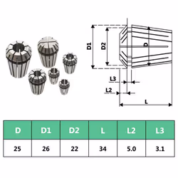 vidaXL 15x ER25 Collets Turning Tool Set Milling Machine Tool Workpiece Holder - Additional view 8