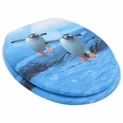vidaXL WC Toilet Seat with Lid MDF Penguin Design Bathroom Plumbing Fixture