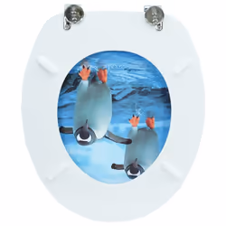 vidaXL WC Toilet Seat with Lid MDF Penguin Design Bathroom Plumbing Fixture - Additional view 6