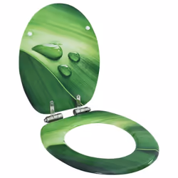 vidaXL WC Toilet Seat with Soft Close Lid MDF Green Water Drop Design Bathroom
