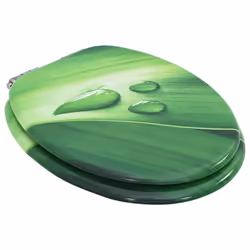 vidaXL WC Toilet Seat with Soft Close Lid MDF Green Water Drop Design Bathroom