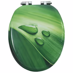 vidaXL WC Toilet Seat with Soft Close Lid MDF Green Water Drop Design Bathroom - Additional view 5